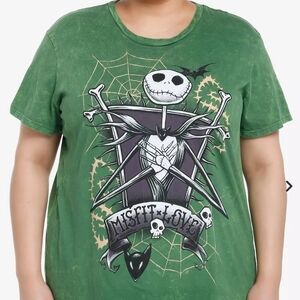 Nightmare Before Christmas Jack Green Wash Boyfriend Fit Girls T-Shirt Plus